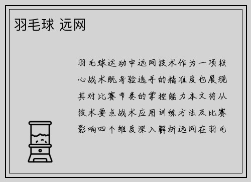 羽毛球 远网